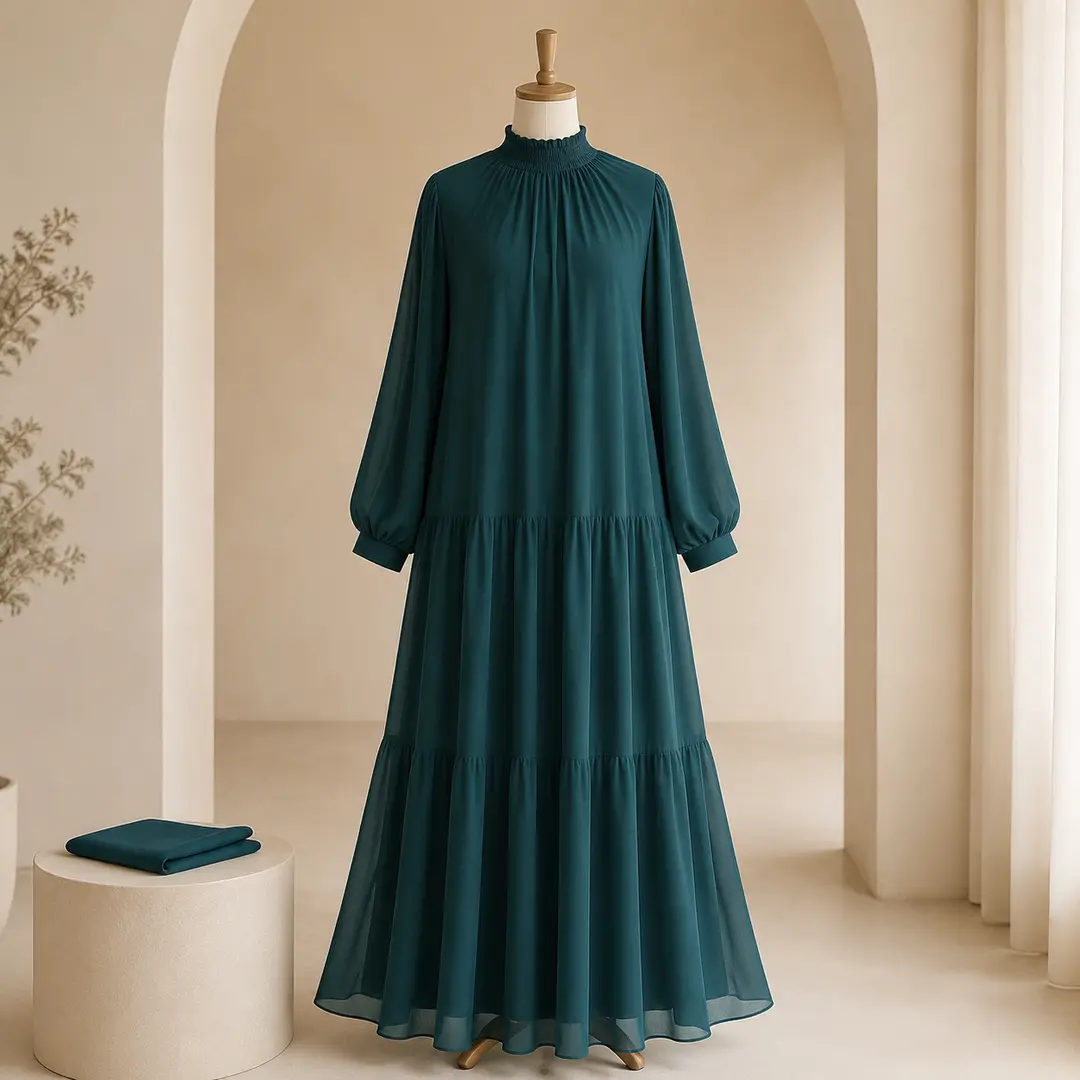 Inspirasi gamis dari Kain Babydoll Zara deep teal