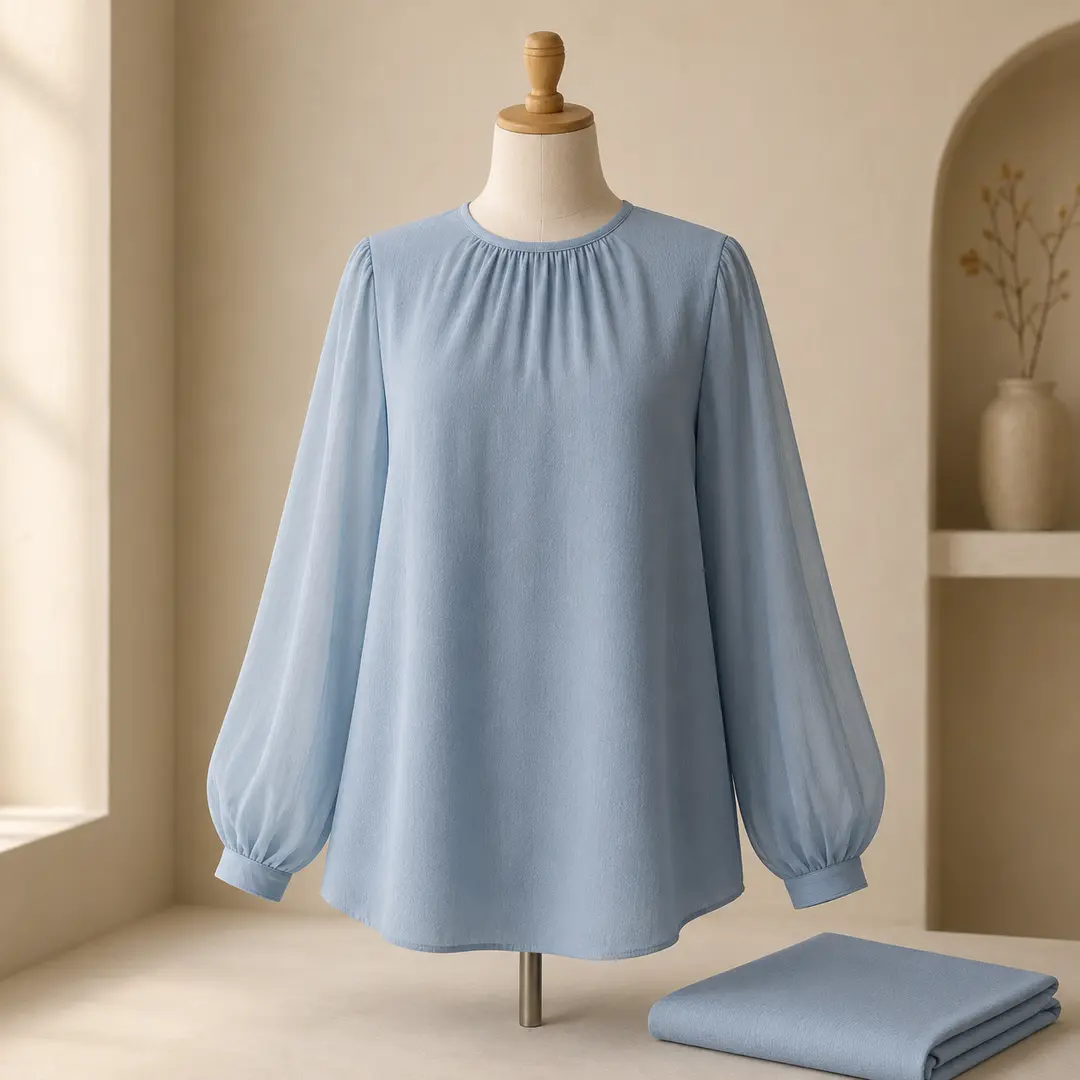 Inspirasi blouse dari Kain Babydoll Zara powder blue