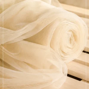Kain Soft Tulle polos lembut warna ivory Panca Textile