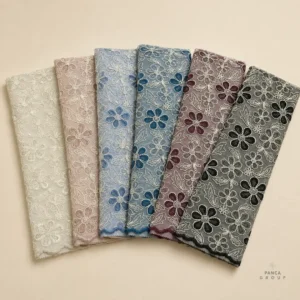 Kain Lotus tulle bordir motif bunga dua warna Panca Textile