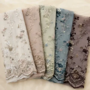 Pilihan warna kain tulle bordir Rosewood Panca Textile